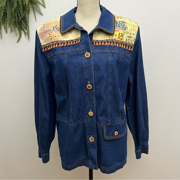 Vintage Jackets & Blazers - Vintage Nancy Bolen Denim Jean Jacket Large
